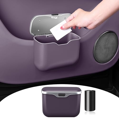 HOLDCY Car Trash Can, Waterproof Multi‑Functional Auto Trash Bin for Door/Console/Seat Back, Universal Vehicle Garbage Can for Car/Truck/SUV Drivers (Purple) - color: Purple