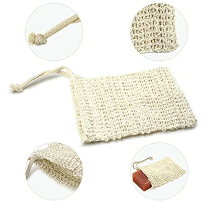 E-Know Soap Bag, 5 Pack Natural Sisal Soap Saver, Zero Waste Plastic-Free Soap Net, Foaming and Drying The Soap, Massage, Peeling - color: 5 Pack