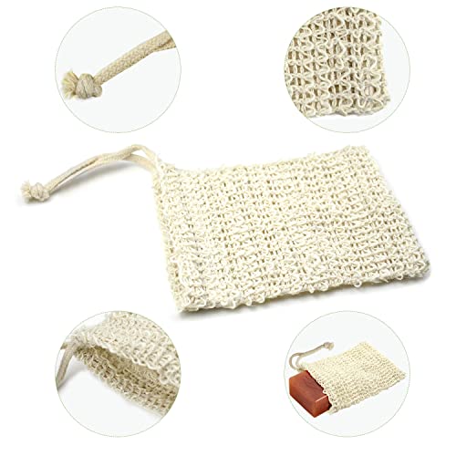 E-Know Soap Bag, 10 Pack Natural Sisal Soap Saver, Zero Waste Plastic-free Soap Net, Foaming and Drying The Soap, Massage, Peeling - color: 10 Pack