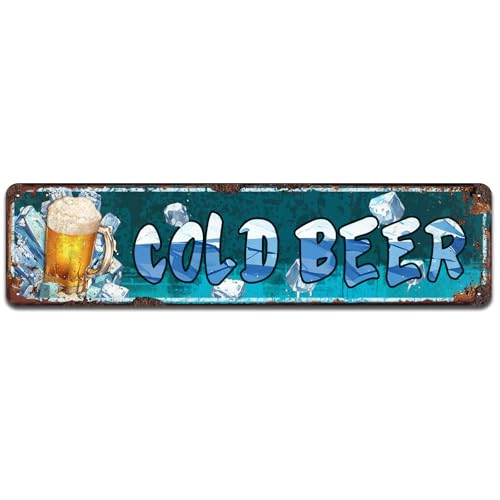Beer Signs for Beer Bar Pub, Cheers Sign for Men Cave, Beer Decoration for Hotel, Restaurant, Business Sign for Wall Decor, Metal Tin Signs 16x4 Inch - color: V-113