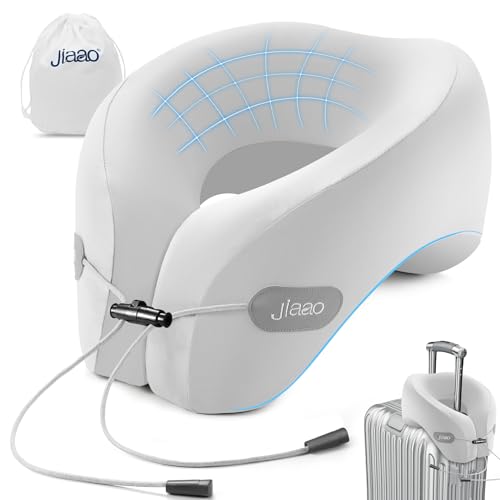 jiaao Travel Pillow Memory Foam Neck Support, Advanced Memory Foam Neck Pillow for Airplanes, Cars & Trains