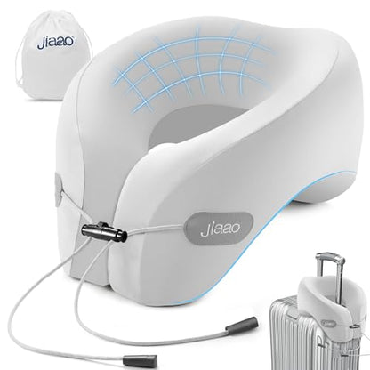 jiaao Travel Pillow Memory Foam Neck Support, Advanced Memory Foam Neck Pillow for Airplanes, Cars & Trains