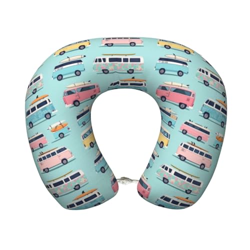 Vintage Surf Van Travel Pillow Comfortable Soft Memory Foam Neck Pillow for Travel Airplane Driving Office - color: Color-4