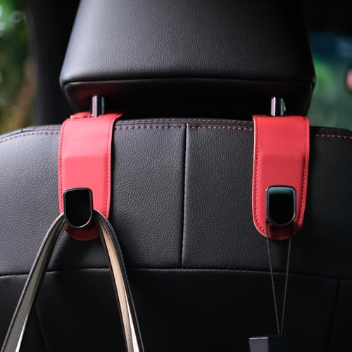 JEYODA Car Hooks for Purses and Bags,Flexible PU Vehicle Storage Hanger,Car Seat Back Organizer,Universal Hidden Multifunctional Headrest Hooks for Car，Home (red) - color: red