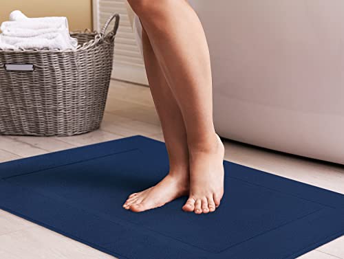 Utopia Towels Cotton Banded Rug, Bath Mats, Not a Bathroom Rug, 21 by 34 Inches, 100% Ring Spun Cotton, Highly Absorbent Shower Bathroom Floor Mat, Navy, 2 Pack - color: Navy