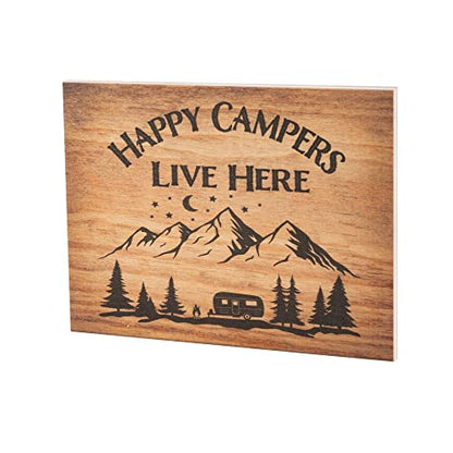 JennyGems Camper Gifts, Happy Campers Live Here Wooden Sign, Camping Decor, Camping Sign, Made in USA - color: Happy Campers Live Here