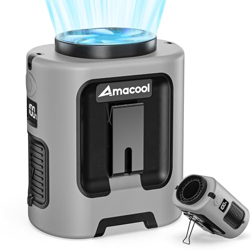 AMACOOL Mini Portable Waist Fan Clip on, Gifts for Father Him Men Dad Husband, 13000RPM Rapid-Cooling Personal Neck Fans, Wearable Shirt Belt Fan for Women Men Outdoor Work Jobsite Travel Camping - color: GRAY