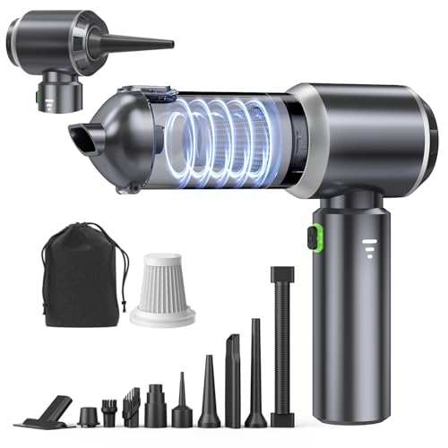 Car Vacuum Portable Cordless, Small Handheld Vacuum Cleaner with 24000PA High Power Suction, Mini Vacuum Cordless Rechargeable with One-Touch Empty, 10-in-1 Hand Vac for Car Home Office Dust