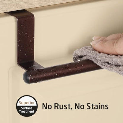 KES Over The Cabinet Towel Holder Fit 1" Thick, Kitchen Towel Holder for Cabinet, Over The Door Towel Bar with Extended Hooks, Brown 2 Pack, KTH500S26-OB-P2 - color: Brown