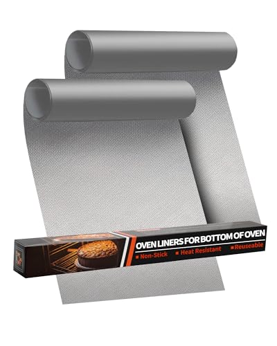 Oven Liners for Bottom of Oven - 2 Pack Large Heavy Duty Oven Mats, 17"x 25" Reusable Matt Liner for Electric, Gas, Toaster Ovens & Grills, BPA & PFOA Free, Kitchen Essentials, Silver - color: Silver, size: 2 Pack 17”x25”