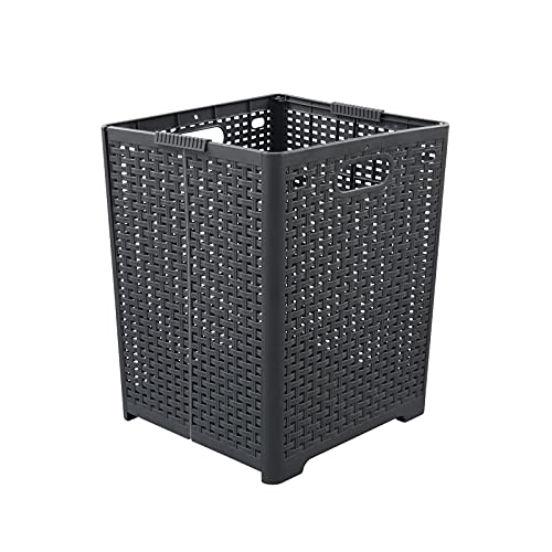 Kekow 1-Pack 42 L Plastic Collapsible Laundry Basket, Gray | Folding Laundry Hamper