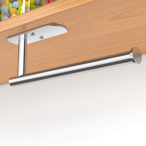 VAEHOLD Self Adhesive Paper Towel Holder Under Cabinet Mount, Wall Mounted Paper Towel Roll Holder for Kitchen, Bathroom, Wall - Stainless Steel (Bright Surface) - color: Polished Chrome