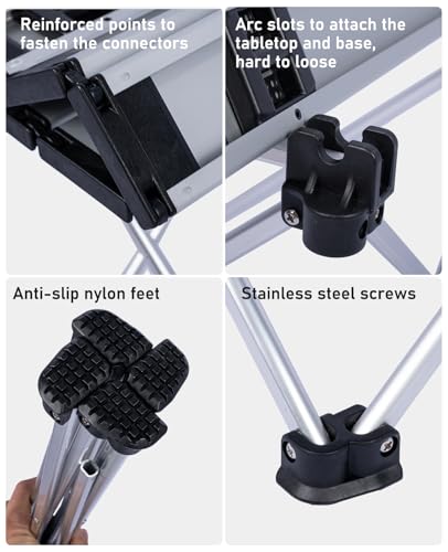 iClimb Ultralight Compact Camping Folding Table with Carry Bag (Silver - L) - color: Silver, size: Large