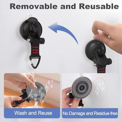 Heavy Duty Suction Cup Hooks, Car Camping Essentials Tie Down Anchor, Window Hooks, Glass Suction Cups, RV Van Car Awning, SUV Tent, Truck Camping, 4 Pcs - color: Red Line - 4 pcs