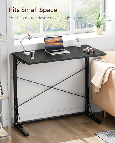Vantic 31.5" Folding Desk, Foldable TV Tray Table for Eating on Couch, Extra Large TV Dinner Trays, Portable Fold Computer Writing Desk Table for Home Office, Black - color: Black