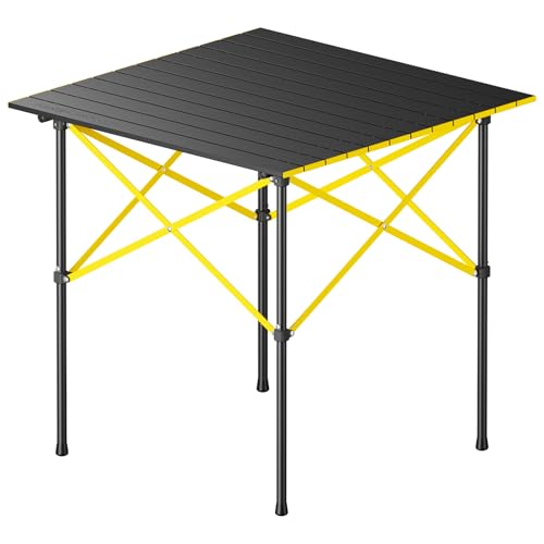 FanttikOutdoor Zeta V11 Pro Camping Table, Portable Folding Roll Up Table with Lightweight Aluminum Top & Carry Bag for Camping, BBQ, Tailgating Party, Picnic, Backyard, Large - size: 27.8" x 27.6" x 26.9"