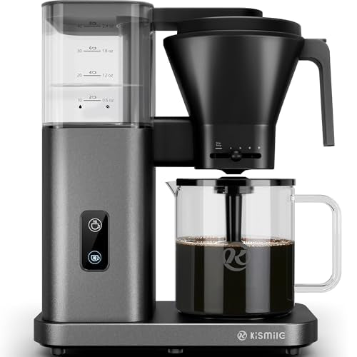 Kismile SCA-Certified 8 Cup Drip Coffee Maker, Pour Over Coffee Machine with 3s Instant Heat 197–205℉, Adjustable Flow Control, Removable Water Tank, Deep Cold Brew & 40 Min Keep Warm (Light Grey) - color: Light Grey