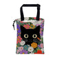 Car Garbage Bag A Black Cat Hiding Behind Flowers Drawstring Car Trash Bag Hanging for Back Seat with Adjustable Buckle Canvas Vehicle Trash Can Easy-to-Install - color: A Black Cat Hiding Behind Flowers