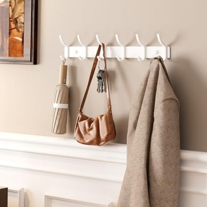 GWAAZXGZ White Coat Rack Wall Mount - 15 Inch Arc Shaped Design with 6 Hooks for Hanging Coats, Bags, and Towels in Entryway, Livingroom, Bedroom, Bathroom, and Kitchen, 1 Pack - color: White