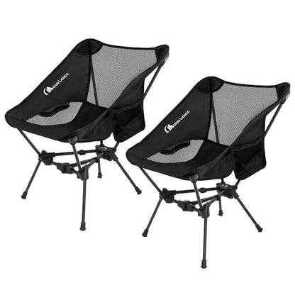 MOON LENCE 2 Pack Portable Camping Chairs Backpacking Chair - The 4th Generation Ultralight Folding Chair - Compact, Lightweight Foldable Chairs for Hiking Mountaineering, Beach - color: Black-2pack