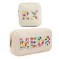 2Pcs Chenille Letter Patch Nylon Medicine Makeup Bag Set,Cute MEDS Travel Makeup Bag with Metal Zipper, First Aid Purse Organizer Cosmetic Bag for Women and Girls(MEDS and RX) - color: 05MEDS and RX