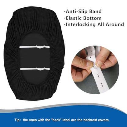 ANARACHON Leather Look RV Camper Dinette Cushion Covers, Washable RV Couch Cushion Covers Dinette Booth Seats Stretchable Camper Seat Covers (03 Black, 1 Set) - color: 03 Black, size: 1 Set