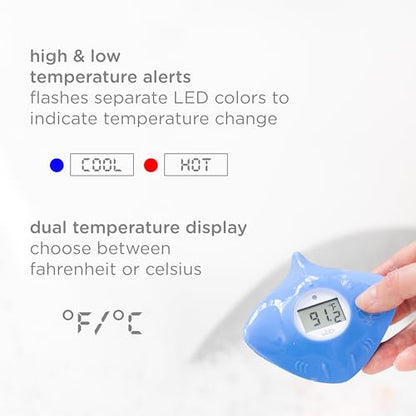 Ubbi Stingray Baby Bath Thermometer for Newborns and Infants, Accurate and Instant High and Low Digital Reads, Floating Silicone Safety Thermometer, Newborn Registry Must Haves, Blue - style: Bath Thermometer