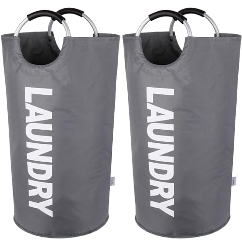 2 Pack Laundry Hampers 130L，Large Tall Laundry Baskets with Handles, Freestanding Cloth Hamper Bag – Dirty Fabric Laundry Bags for College Dorm，Laundry Room, Sturdy, Lightweight – XXXL Dark Grey - color: Dark Grey, size: 130L(2 Pack)