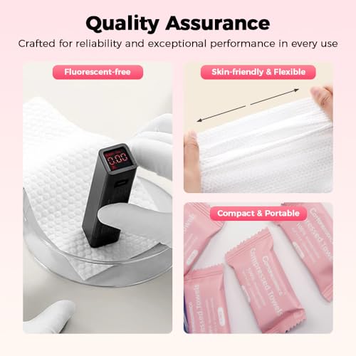 Compressed Towel Tablets,Disposable Compressed Towels,Portable Compressed Face Towel Tablets,Highly Absorbent,Cotton Hand Wipes for Travel,Camping,Home,Outdoor Use,Gym and Makeup Removal (60, Pink) - size: 60 , Pink