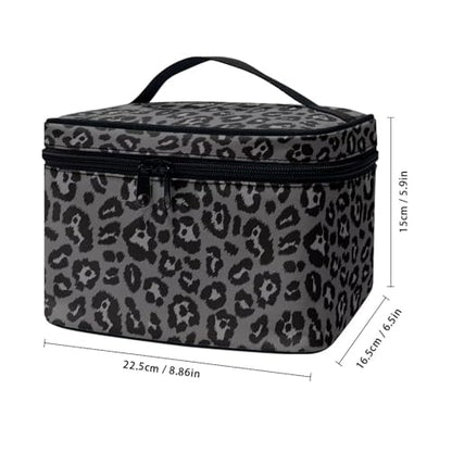 Flashideas Black Leopard Makeup Organizer - Large Capacity Travel Makeup Bag with Easy Hold, Vertical Storage - color: Black Leopard 2