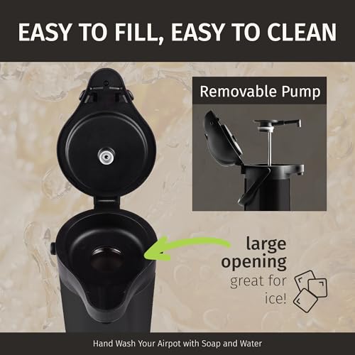 Airpot Coffee Carafe Dispenser with Pump, Black | 12 Hours Hot Water Retention, 36 Hours Cold Retention, Thermal Carafe for Hot Drinks, One-Handed Dispensing - color: Black, size: 102 Ounces