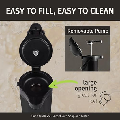 Airpot Coffee Carafe Dispenser with Pump, Black | 12 Hours Hot Water Retention, 36 Hours Cold Retention, Thermal Carafe for Hot Drinks, One-Handed Dispensing - color: Black, size: 102 Ounces
