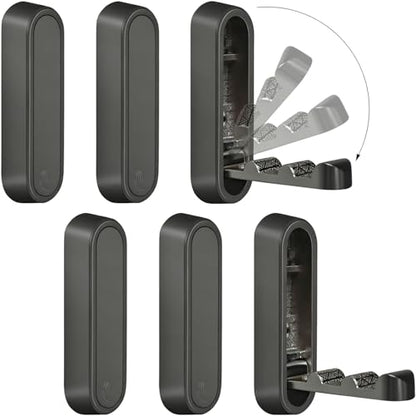 6PCS Foldable Wall Hooks, Zinc Alloy Flip Down Hooks, Retractable Wall Hooks for Bathroom, Entryway, Hanging Coats Hats Bags Keys (Black) - color: Black, size: 6 Hooks