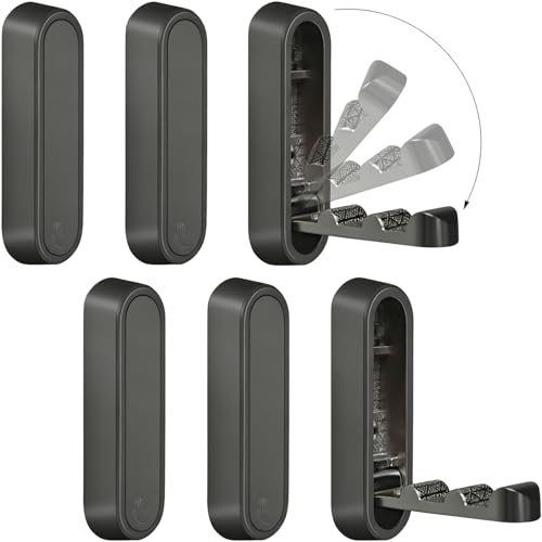 6PCS Foldable Wall Hooks, Zinc Alloy Flip Down Hooks, Retractable Wall Hooks for Bathroom, Entryway, Hanging Coats Hats Bags Keys (Black) - color: Black, size: 6 Hooks