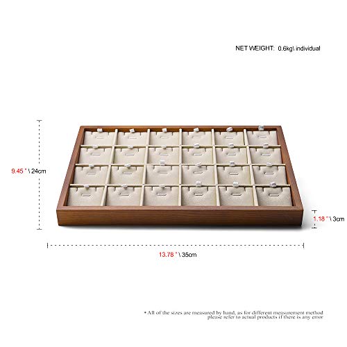 Oirlv Wood 24 Grids Jewelry Tray with Removable Inserts Jewelry Pads Necklace/Pendant Display Organizer Tray(Creamy White) - color: Creamy-white 24 grid necklace/pendant jewelry tray