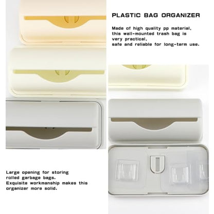 3Pcs Plastic Bags Storage Box Garbage Bag Container Wall Hanging Trash Bag Holder Rubbish Pouch Organizer Wall Adhesive Mount Plastic Bag Collection Box