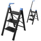 3 Step Ladder,Step Stool Foldable with Single-Handrail,Step Ladder with Anti-Slip Pedals for Home Kitchen Closet,Aluminum Sturdy Material,600lbs Max Load Capacity (Blue) - color: Blue, size: 3 steps