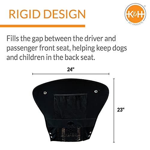 K&H Pet Products Dog Car Net, Pet Travel Safety Barrier, Auto Safety Organizer with Pocket & Mesh Vent Cover for Cars and SUV's, Car Divider for Safer Driving, Universal Bungee Cord Fit - 23 X 24in