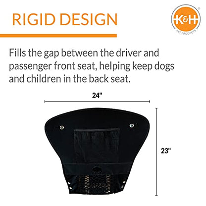 K&H Pet Products Dog Car Net, Pet Travel Safety Barrier, Auto Safety Organizer with Pocket & Mesh Vent Cover for Cars and SUV's, Car Divider for Safer Driving, Universal Bungee Cord Fit - 23 X 24in