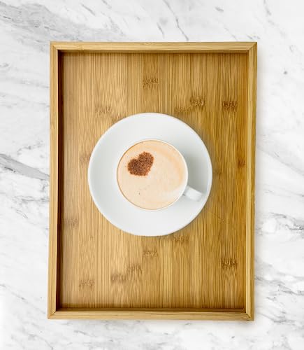 Natural Bamboo Serving Tray Platter 13.75 x 10.25 Rectangular, Bamboo - color: Bamboo, size: 13.8" x 10.3" x 1.2"