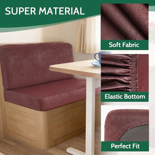 FUANGUI RV Dinette Cushion Covers Stretch Camper Cushion Cover Booth Seats Replacement RV Cushion Covers Washable Sofa Furniture Protector - color: Crackle-wine