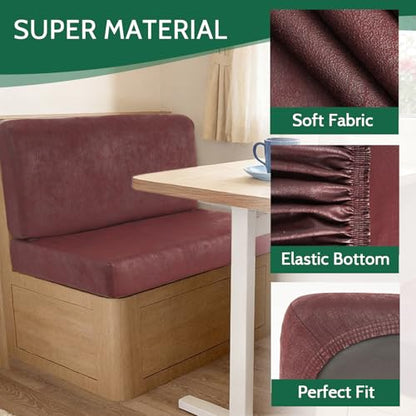 FUANGUI RV Dinette Cushion Covers Stretch Camper Cushion Cover Booth Seats Replacement RV Cushion Covers Washable Sofa Furniture Protector - color: Crackle-wine