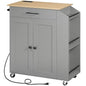 HOOBRO Kitchen Island with Power Outlet, Storage Island with Spice Rack and Drawer, Rolling Kitchen Cart on Wheels, for Home, Dining Room, Natural and Gray GN82UZD01 - color: Natural + Gray