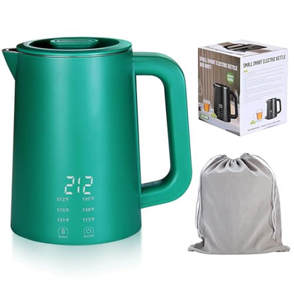 650ml Small Portable Travel Electric Kettle Little Hot Water Boiler | 6 Temperature Control,800W Dual Voltage 110-240V,304 Stainless Steel,12H Keep Warm