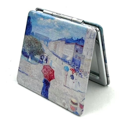 Edward Monch Square Mirror - Art Deco Pocket Mirror for Girls, Perfect for Travel or Gifts - color: Munch