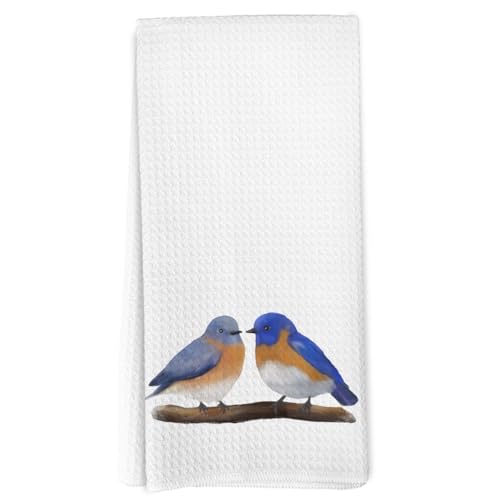 Blue Bird Kitchen Towels, Rustic Farmhouse Eastern Bluebird Hand Towels for Bathroom Decor, Bird Lovers Gifts for Women Men Dishcloths Dish Towel for Kitchen 16x24 Inches - color: Color_1
