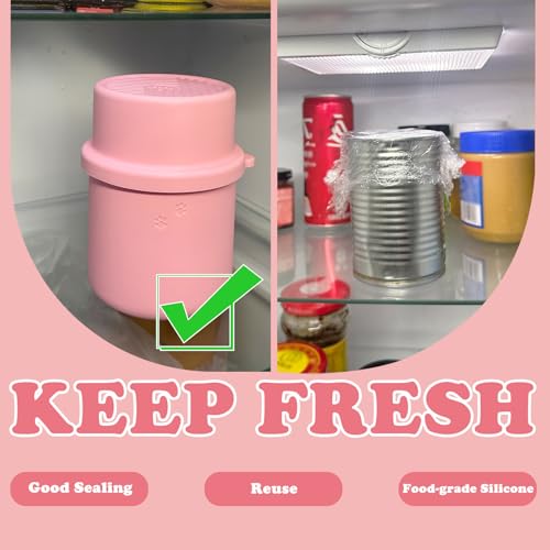 Original Canned Dog Food Storage Container | Wet Food Can Opener Spoon | Silicone Pet Can Lid | BPA Free, Airtight, Dishwasher & Freezer Safe(Pink) - color: Pink