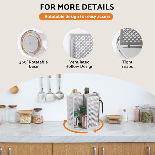 Rotating Paper Cup Dispenser, Cup Holder with 4 Compartments, Disposable Coffee Cup Dispenser Removable, Plastic Cup Storage & Lid Holder for Countertops, Kitchen, Coffee Stations (Gray) - color: Gray