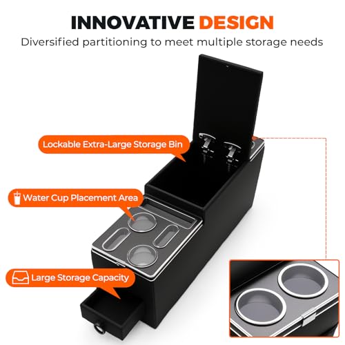 Center Console Between Seat Organizer for Minivans,SUVs,Compatible with Jeep CJ-5 1976-1983, CJ-7 1976-1986,Wrangler YJ 1987-1995, Console Organizer Storage Box with Cup Holders,phone storage,drawers - size: Jeep Organizer