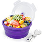 1200ml Large Camping Bowl with Foldable Spoon, Collapsible Bowl With Lid, Silicone Bento Box, For Travel Camping Meal Prep & Food Storage, Microwave Dishwasher Safe, Purple - color: Purple